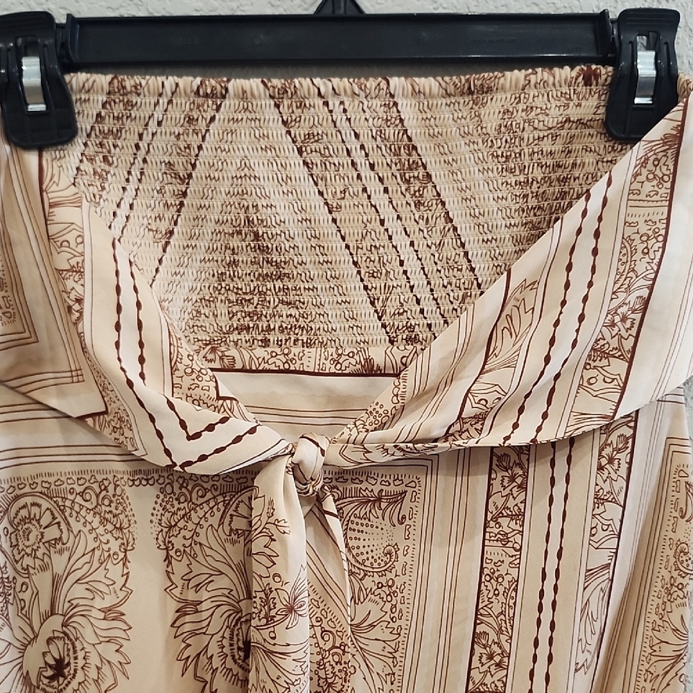 Free People Cream Brown Patchwork Patterned Strap… - image 7